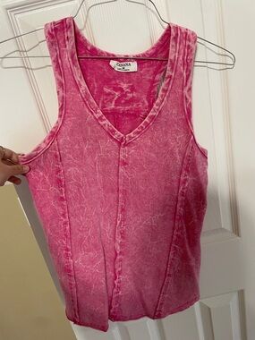 Zenana Outfitters Pink Mineral Wash Tank Top